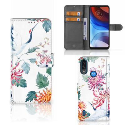 Motorola Moto E7i Power | E7 Power | Telefoonhoesje | Met pasjeshouder | Bird Flowers