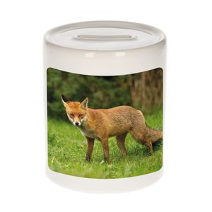 Foto bruine vos spaarpot 9 cm - Cadeau vossen liefhebber