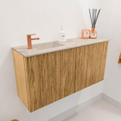 Toiletmeubel Mondiaz Joya Dlux | 80 cm | Meubelkleur Oak | Faye wastafel Frappe Wasbak Links | 1 kraangat