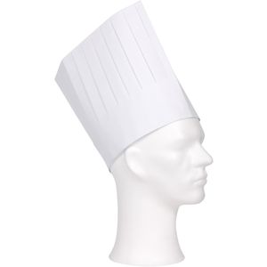 Koksmuts - 12x - wit - papier - 19 cm - volwassenen - chef mutsen