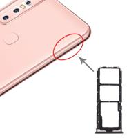 SIM-kaart lade + SIM-kaart lade + micro SD-kaart lade voor vivo Y7s (zwart)