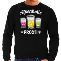 Apres ski sweater voor heren - Alpenholic - zwart - wintersport - prost/proost - skien/snowboarden