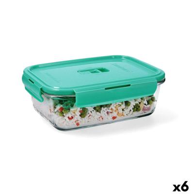 Hermetische Lunchtrommel Luminarc Turquesa Turkoois Glas 1,22 L (6 Stuks)