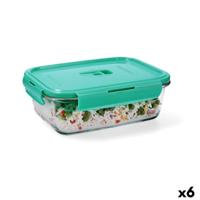 Hermetische Lunchtrommel Luminarc Turquesa Turkoois Glas 1,22 L (6 Stuks)