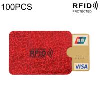 100 PCS Aluminum Foil RFID Blocking Credit Card ID Bank Card Case Card Holder Cover Size: 9 x 6.3cm (Red)
