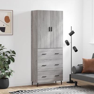Hoge kast 69,5x34x180 cm bewerkt hout grijs sonoma eikenkleurig