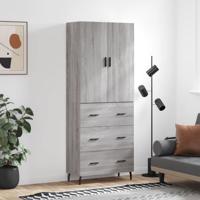Hoge kast 69,5x34x180 cm bewerkt hout grijs sonoma eikenkleurig