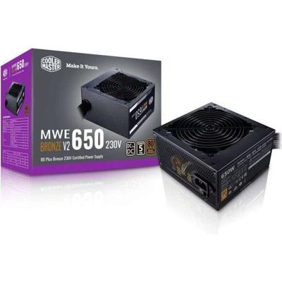 COOLER MASTER MWE Bronze 650W V2 - Voeding 650W - 230V (Certified 80 Plus Bronze 5 jaar garantie) Zwarte platte kabels