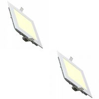 LED Downlight Slim 2 Pack - Inbouw Vierkant 15W - Warm Wit 2700K - Mat Wit Aluminium - 195mm