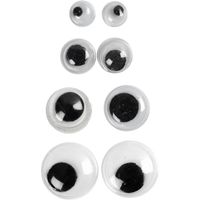 Decoratie oogjes/wiebel oogjes 4-6-8-10 mm 40 stuks   -
