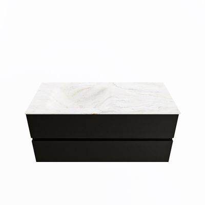 MONDIAZ VICA-DLUX 110cm badmeubel onderkast Urban 2 lades. Inbouw wastafel CLOUD links 1 kraangat, kleur Ostra.