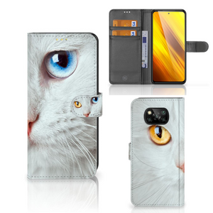 Xiaomi Poco X3 | Poco X3 Pro Telefoonhoesje met Pasjes Witte Kat