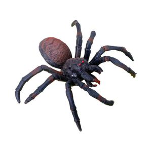 Nep spin 15 cm - zwart/bruin - stretchy tarantula - Horror/griezel thema decoratie beestjes