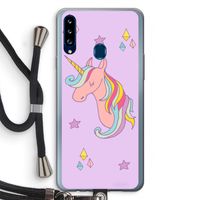 Roze eenhoorn: Samsung Galaxy A20s Transparant Hoesje met koord