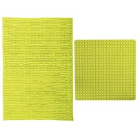 MSV Douche anti-slip mat en droogloop mat - Sevilla badkamer set - rubber/microvezel - limegroen