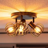Petal - LED Plafondlamp - 3 spots - Rond - E14 Fitting - Kantelbaar & Draaibaar - Zwart