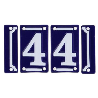 Best for Boots huisnummer 44 - met sierrand - Oudhollands - emaille - blauw/wit