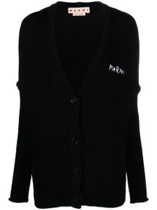 Marni cardigan en coton à logo brodé - Noir