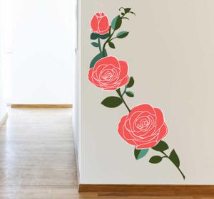 Bloemen muursticker roze rozen