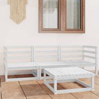 4-delige Loungeset massief grenenhout wit
