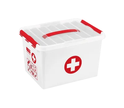 Sunware Q-line EHBO doos met inzet 22L wit rood