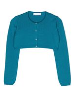 Colorichiari cardigan crop en laine à ornements en cristal - Bleu