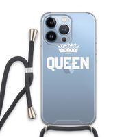Queen zwart: iPhone 13 Pro Transparant Hoesje met koord