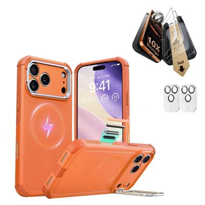 iPhone 17 Pro Bundle Cyber Tough Magnetic Case (Camera Control, Stash Stand) and Armorite Pro Screen Protector - Orange iPhone 17 Pro Bundle Cyber Tough Magnetic Case (Camera Control, Stash Stand) and Armorite Pro Screen Protector - Orange