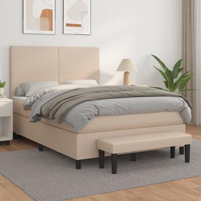 Boxspring met matras kunstleer cappuccinokleurig 140x190 cm