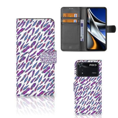 Xiaomi Poco X4 Pro 5G | Telefoon Hoesje | Feathers Color | Portemonnee hoesje Xiaomi Poco X4 Pro 5G | Telefoon Hoesje | Feathers Color | Portemonnee hoesje