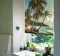 Palmbomen op het strand raambekleding badkamer