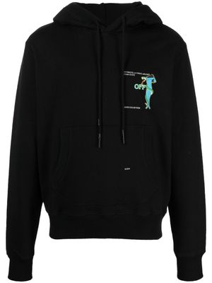 Off-White Hoodie met print - Zwart