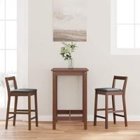 Barkrukken met kussens 2 stuks Bruin massief hout rubber