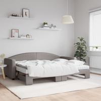 Slaapbank met onderschuifbed en matrassen 80x200 cm stof taupe