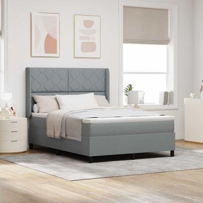 Boxspringbed met matras en LED stof lichtgrijs 160x200 cm