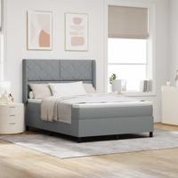 Boxspringbed met matras en LED stof lichtgrijs 160x200 cm