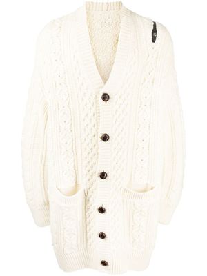 Takahiromiyashita The Soloist cardigan en maille Aran à détail zippé - Blanc