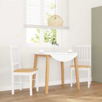 Eetkamerstoelen met kussens 2 st massief hout rubber wit - thumbnail