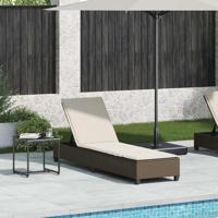Ligstoel met kussens bruin 55x200x25,5cm polyrotan