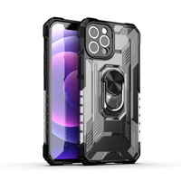 Samsung Galaxy S21 hoesje - Backcover - Rugged Armor - Ringhouder - Shockproof - Extra valbescherming - TPU - Zwart - thumbnail