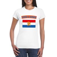 T-shirt met Nederlandse vlag wit dames - thumbnail