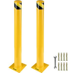 VEVOR Twee 122 cm parkeerveiligheidspaal slagboompalen, 20 x 20 cm slagboom parkeerpalen, parkeerpalen verkeersweg buisstang, geschikt voor binnen- en buitenruimtes, parkeerplaatsen