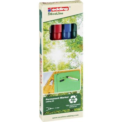 Edding 25 EcoLine 4-25-4 Permanent marker Zwart, Rood, Blauw, Groen Watervast: Ja