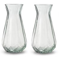 Bloemenvaas - 2x - Stijlvol model - transparant glas - 24 x 13,5 cm