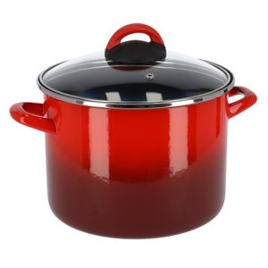Rvs rode kookpan/soeppan met glazen deksel 23 cm 5.8 liter   -