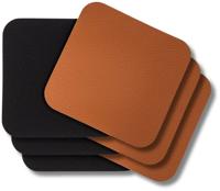 Cookinglife Onderzetters - Vegan leer - Zwart / Cognac - dubbelzijdig - 10 x 10 cm - 6 stuks