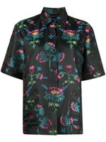 Cynthia Rowley floral-jacquard short-sleeved shirt - Vert