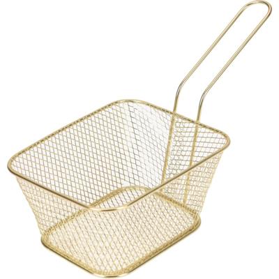 Excellent Houseware patat en snacks serveermandje - frituurmandjes - goud - 11 x 14 x 6 cm