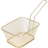 Excellent Houseware patat en snacks serveermandje - frituurmandjes - goud - 11 x 14 x 6 cm