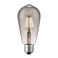 Edison Vintage E27 LED filament lichtbron Drop | ST64 Deco | Retro LED lamp | 6.4/6.4/14cm | Rook | geschikt voor E27 fitting | Dimbaar | 6W 160lm 1800K | warm wit licht